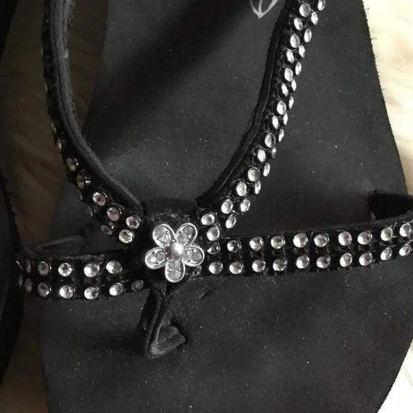 Black and Rhinestone Sandals - Picture 4 of 5